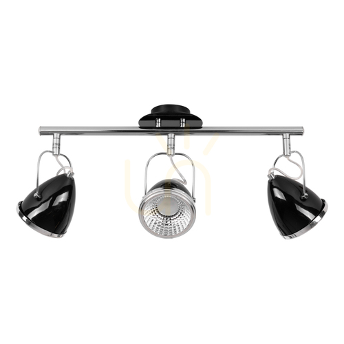 Jelölje be Oliver mennyezeti lámpa, 3 db GU10-es LED-izzóval együtt, max.. 6 W, fekete/króm színű fém, 53 cm