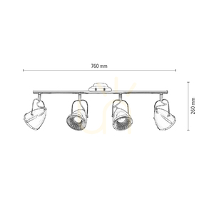 Oliver Incl mennyezeti lámpa. 4 db GU10-es LED, Max. 6 W, fekete/króm színű fém, 76 cm small 4