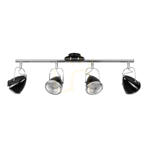 Jelölje be Oliver Incl mennyezeti lámpa. 4 db GU10-es LED, Max. 6 W, fekete/króm színű fém, 76 cm