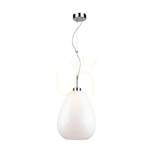 Jelölje be Piro függesztett lámpa, 1xE27, Max. 60 W, krómozott fém / átlátszó PVC-kábel / fehér üvegburás lámpa, Ø25 cm