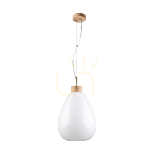 Jelölje be Piro függőlámpa, 1xE27, Max. 60 W, olajozott tölgy / átlátszó PVC-kábel / fehér üvegburás lámpa, Ø25 cm