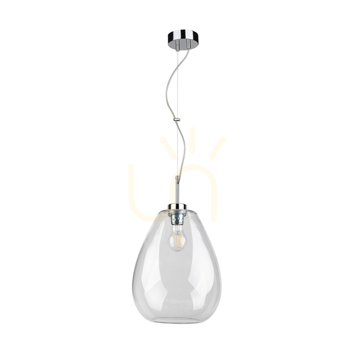 Jelölje be Piro függőlámpa, 1xE27, Max. 60 W, krómozott fém / átlátszó PVC-kábel / átlátszó üvegburás lámpa, Ø25 cm