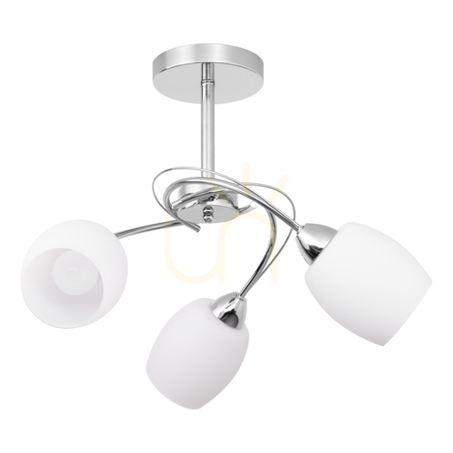 Jelölje be Pisa mennyezeti lámpa, 3xE27, Max. 60 W, krómozott fém/fehér üvegburás, Ø58 cm