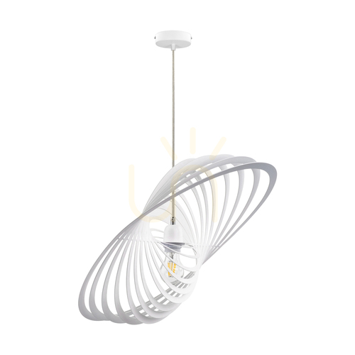 Jelölje be Planet függőlámpa, 1xE27, Max. 60 W, fehér fém/fehér PVC-kábel/fehér fém lámpaernyő, 61 cm