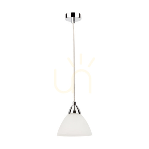 Jelölje be Prahas függesztett lámpa, 1xE14, Max. 40 W, krómozott fém / átlátszó PVC-kábel / fehér üvegburás lámpa, Ø14 cm