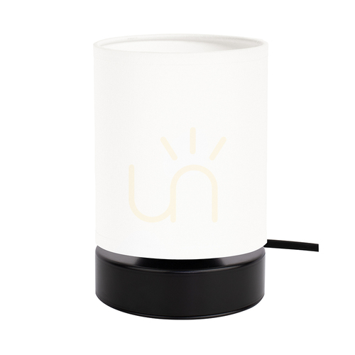 Jelölje be Puro asztali lámpa, 1xE27, max.. 25 W-os fekete fém/fekete PVC kábel/fehér lámpaernyő, Ø 13 cm