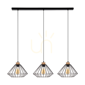 Britop RAQUELLE 187119304 függőlámpa, 3 × E27, fekete és olajozott tölgy, 117 cm small 0