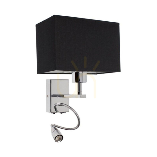 Jelölje be Relax fali lámpa, 1xE27, max.. 25 W, tartalmaz 1 db 4000 K-es, 2,5 W-os LED-lámpát, krómozott fém/fekete, lámpaernyő 22,5 cm