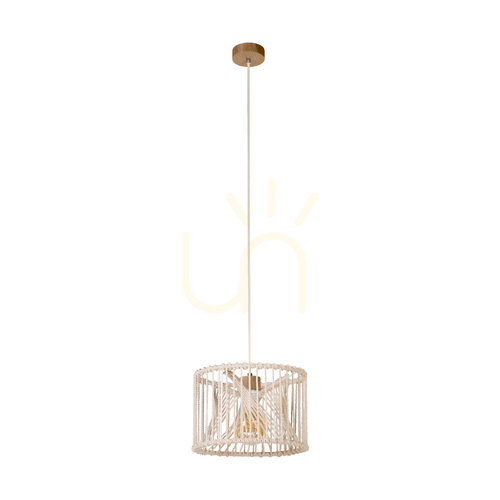 Jelölje be Reve függesztett lámpa, 1xE27, Max. 15 W-os LED, olajozott tölgy/természetes, fonott kábel/krémszínű fonott pamutzsinór, Ø30 cm