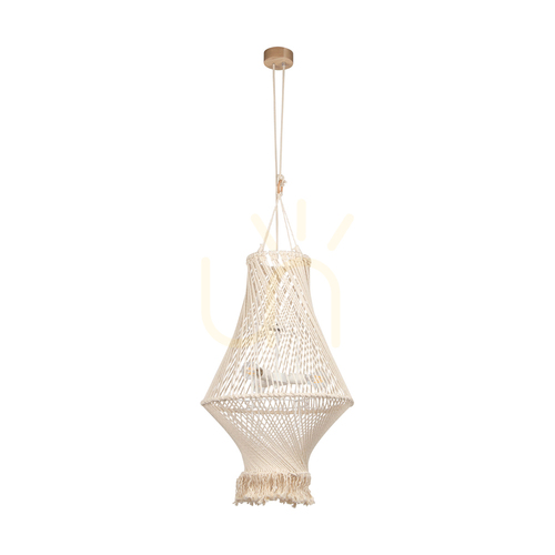 Jelölje be Reve 3xE27 Max. 15 W-os LED-es függesztett lámpa, olajozott tölgy/természetes, fonott kábel/krémszínű fonott pamutzsinór, Ø50 cm