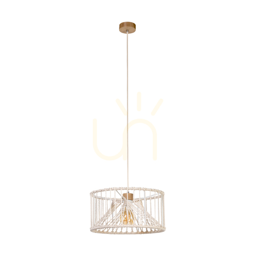Jelölje be Reve függesztett lámpa, 1xE27, Max. 15 W-os LED, olajozott tölgy/természetes, fonott kábel/krém színű fonott pamutzsinór, Ø40 cm