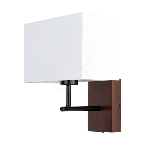 Jelölje be Sonar fali lámpa, 1xE27, max.. 25 W-os bükkfa, diófa/fekete fém/fehér lámpaernyő, 22 cm