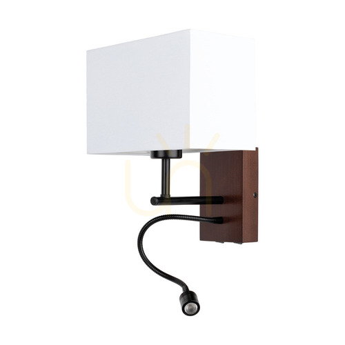 Jelölje be Sonar fali lámpa, 1xE27, max.. 25 W, tartalmaz 1 db 4000 K-es, 2,5 W-os LED-lámpát, bükk- és diófa / fekete fém / fehér lámpaernyő, 22 cm