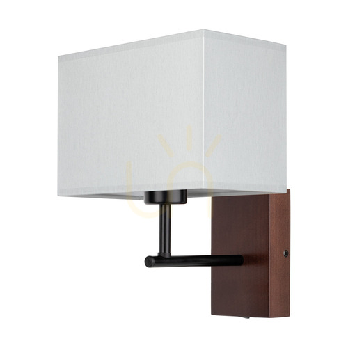 Jelölje be Sonar fali lámpa, 1xE27, max.. 25 W-os bükk- és diófa / fekete fém / szürke lámpaernyő, 22 cm