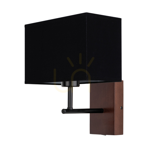 Jelölje be Sonar fali lámpa, 1xE27, max.. 25 W-os bükkfa, diófa/fekete fém/fekete lámpaernyő, 22 cm