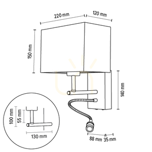 Britop Sonar 5732976 E27 fali lámpa LED olvasólámpával, diószínű bükkfa, fekete ernyő, 22 cm small 4
