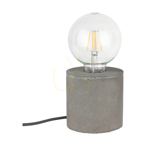 Jelölje be Strong kerek asztali lámpa, 1xE27, Max. 25 W, betonszürke/fekete PVC-kábel, Ø10 cm