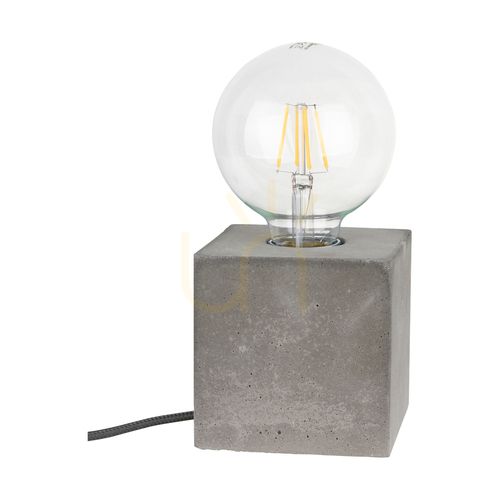 Jelölje be Erős négyzet alakú asztali lámpa, 1xE27, Max. 25 W, betonszürke/fekete, 10 cm-es PVC-kábel