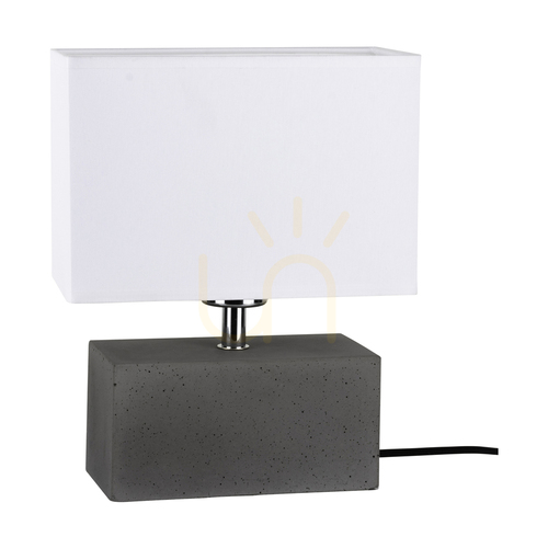 Jelölje be Strong dupla asztali lámpa, 1xE27, Max. 25 W, betonszürke/fekete PVC-kábel/fehér lámpaernyő, 22 cm