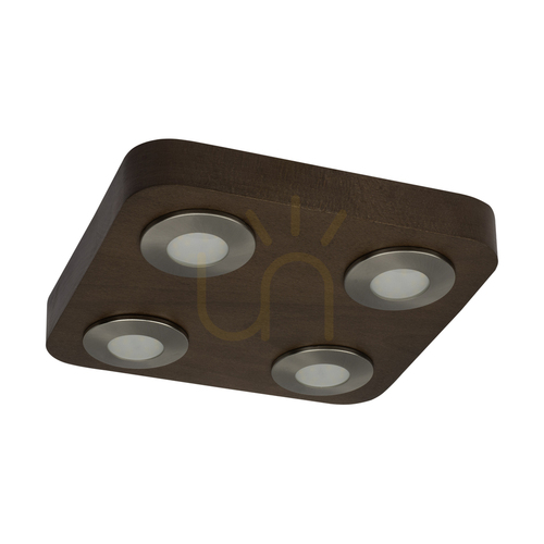 Jelölje be Sunniva mennyezeti lámpa, 4 db 3000 K-es, 5 W-os LED-del, bükk- és diófa / szaténfényű fém, 26 cm
