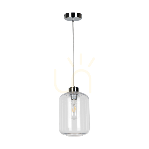 Jelölje be Tarro függesztett lámpa, 1xE27, Max. 60 W, krómozott fém / átlátszó PVC-kábel / átlátszó üvegburás lámpa, Ø17 cm