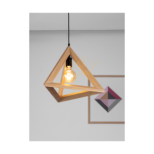 Trigonon függesztett lámpa, 1xE27, Max. 60 W, olajozott tölgy/fekete fém/fekete PVC-kábel, 42 cm small 2