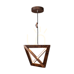 Trigonon függesztett lámpa, 1xLED, 3000K, 27 W, bükk- és diófa, fekete fonott kábel, 42 cm small 1