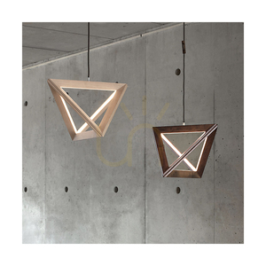 Trigonon függesztett lámpa, 1xLED, 3000K, 27 W, bükk- és diófa, fekete fonott kábel, 42 cm small 3