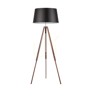 Háromlábú állólámpa, 1xE27, Max. 60 W, bükk- és diófa, átlátszó PVC-kábel, fekete lámpaernyő, 67 cm small 0