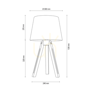 Háromlábú asztali lámpa, 1xE27, Max. 40 W, olajozott tölgy / átlátszó PVC-kábel / fehér lámpaernyő, Ø30,5 cm small 2