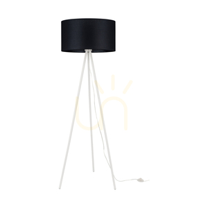 Háromlábú állólámpa, 1xE27, Max. 40 W, fehér fém/átlátszó PVC-kábel/fekete lámpaernyő, Ø50 cm small 0