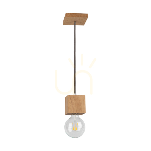 Jelölje be Trongo négyzet alakú függesztett lámpa, 1xE27, Max. 60 W, olajozott tölgy/antracit, fonott kábel 10 cm