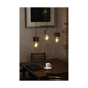 Trongo négyzet alakú függesztett lámpa, 1xE27, Max. 60 W, bükk- és diófa, fekete fonott kábel, 10 cm small 1