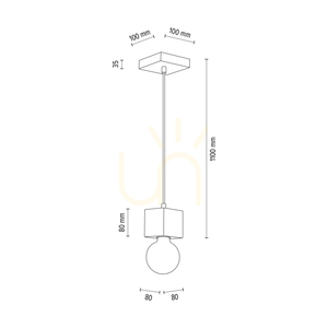 Trongo négyzet alakú függesztett lámpa, 1xE27, Max. 60 W, bükk- és diófa, fekete fonott kábel, 10 cm small 2