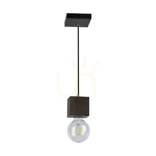 Jelölje be Trongo négyzet alakú függesztett lámpa, 1xE27, Max. 60 W, bükk- és diófa, fekete fonott kábel, 10 cm