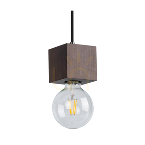 Trongo négyzet alakú függesztett lámpa, 4xE27, Max. 60 W, bükk- és diófa, fekete fonott kábel, 34 cm small 1