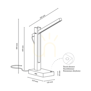 Tukan asztali lámpa, 1xLED, 3000 K, 5,5 W, nyírfa/antracit, fonott kábel érintéses fényerő-szabályzóval, 45 cm small 2