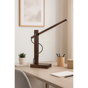 Tukan asztali lámpa, 1xLED, 3000 K, 5,5 W, bükk- és diófa, fekete fonott kábel érintéses fényerő-szabályzóval, 45 cm small 1