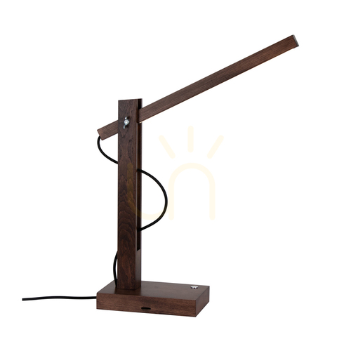 Jelölje be Tukan asztali lámpa, 1xLED, 3000 K, 5,5 W, bükk- és diófa, fekete fonott kábel érintéses fényerő-szabályzóval, 45 cm