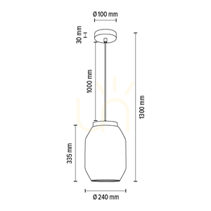 Vaso függesztett lámpa, 1xE27, max.. 60 W-os olajozott tölgyfa / átlátszó PVC-kábel / átlátszó üvegburás lámpa, Ø24 cm small 2