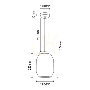 Vaso függesztett lámpa, 1xE27, max.. 60 W-os olajozott tölgyfa / átlátszó PVC-kábel / átlátszó üvegburás lámpa, Ø19,5 cm small 3