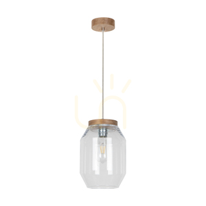 Vaso függesztett lámpa, 1xE27, max.. 60 W-os olajozott tölgyfa / átlátszó PVC-kábel / átlátszó üvegburás lámpa, Ø19,5 cm small 0