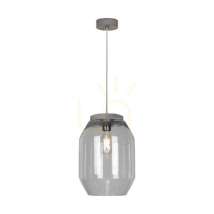 Vaso függesztett lámpa, 1xE27, Max. 60 W, szürkére pácolt fenyő, átlátszó PVC-kábel, füstölt üveg lámpaernyő, Ø24 cm small 1