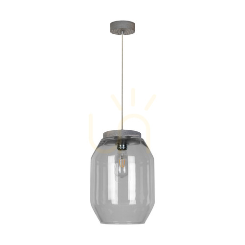 Jelölje be Vaso függesztett lámpa, 1xE27, Max. 60 W, szürkére pácolt fenyő, átlátszó PVC-kábel, füstölt üveg lámpaernyő, Ø24 cm