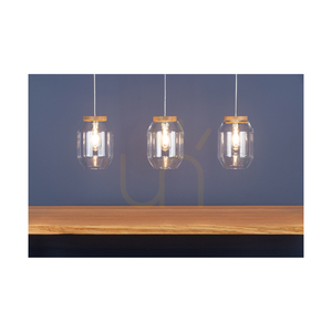 Vaso függesztett lámpa, 3xE27, Max. 60 W, olajozott tölgy / átlátszó PVC-kábel / átlátszó üvegburás lámpa, 85 cm small 4