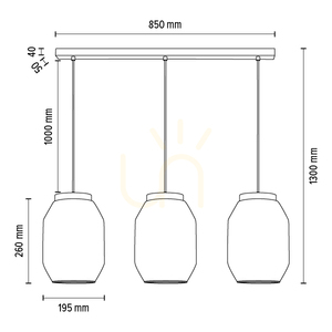 Vaso függesztett lámpa, 3xE27, Max. 60 W, olajozott tölgy / átlátszó PVC-kábel / átlátszó üvegburás lámpa, 85 cm small 5