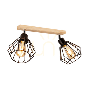 Vento mennyezeti lámpa, 2xE27, Max. 60 W, olajozott tölgyfa/fekete fém lámpaernyő, 50 cm small 1