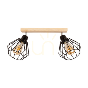 Vento mennyezeti lámpa, 2xE27, Max. 60 W, olajozott tölgyfa/fekete fém lámpaernyő, 50 cm small 0