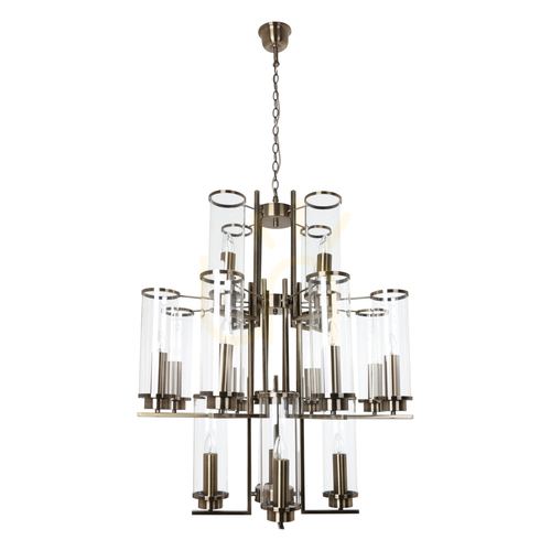Jelölje be Verdi függesztett lámpa, 16xE14, Max. 40 W, fém patina/átlátszó üvegburás, Ø77 cm