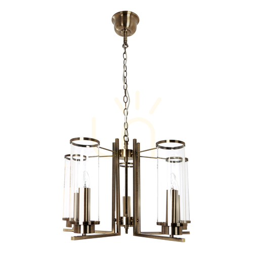 Jelölje be Verdi függesztett lámpa, 5xE14, Max. 40 W, fém patina/átlátszó üvegburák, Ø58 cm